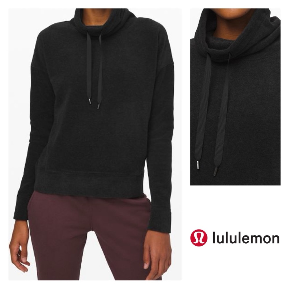 Lululemon Go Forward Pullover Fleece Sweatshirt in Heathered Core Black, Size 2